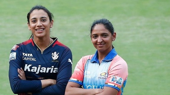 Smriti Mandhana (left) and Harmanpreet Kaur (right) during MI Vs RCB WPL 2025 - File Photo